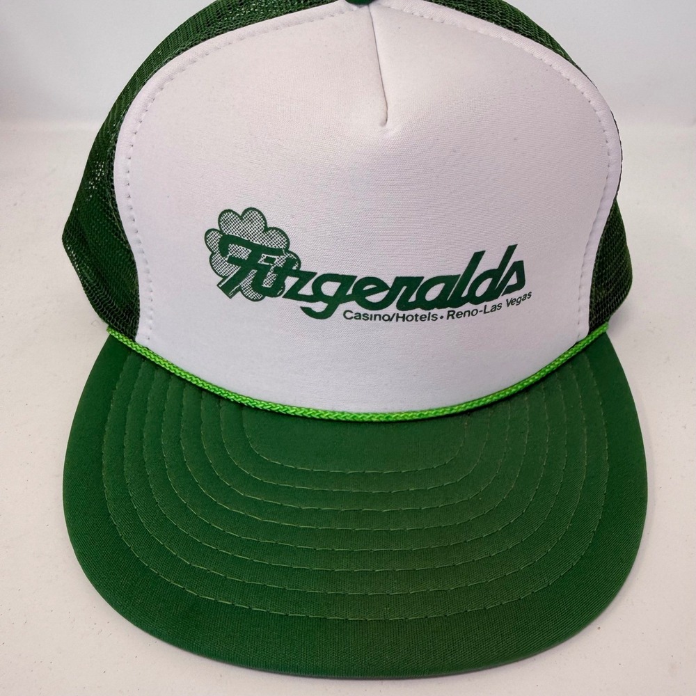 Vintage Fitzgeralds Casino Reno Las Vegas Trucker Hat Green White Nissin Cap